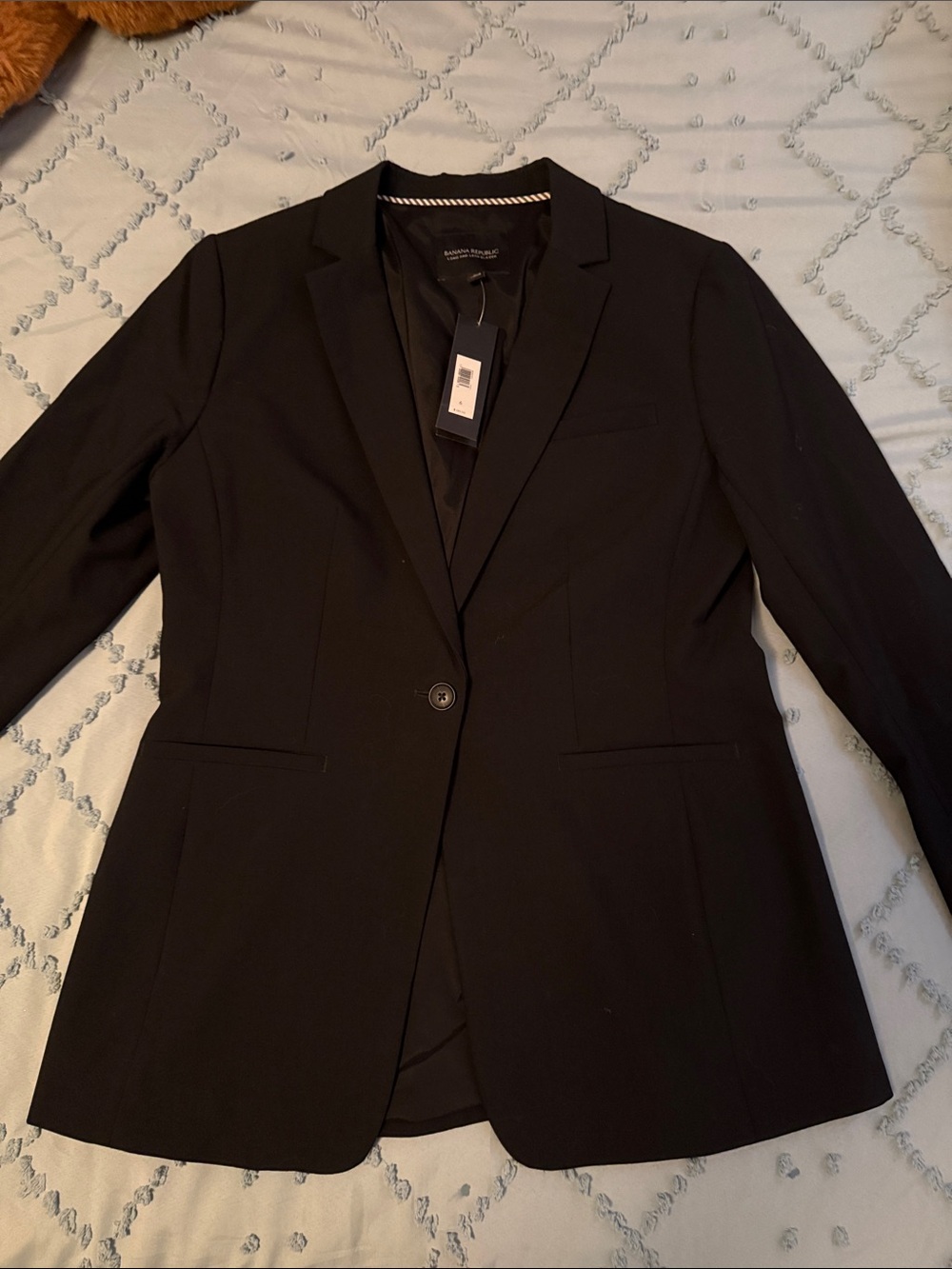 Banana Republic Black Single-Button Women's Long Lean Black Blazer Size 6 NWT